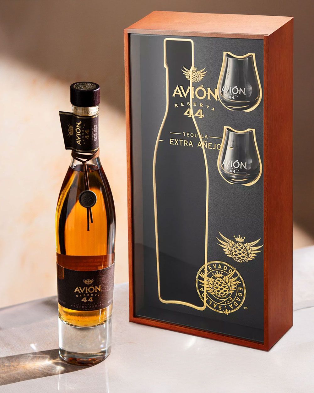 Avion Tequila Reserva 44 Extra Anejo Gift Set w/ 2 Glasses