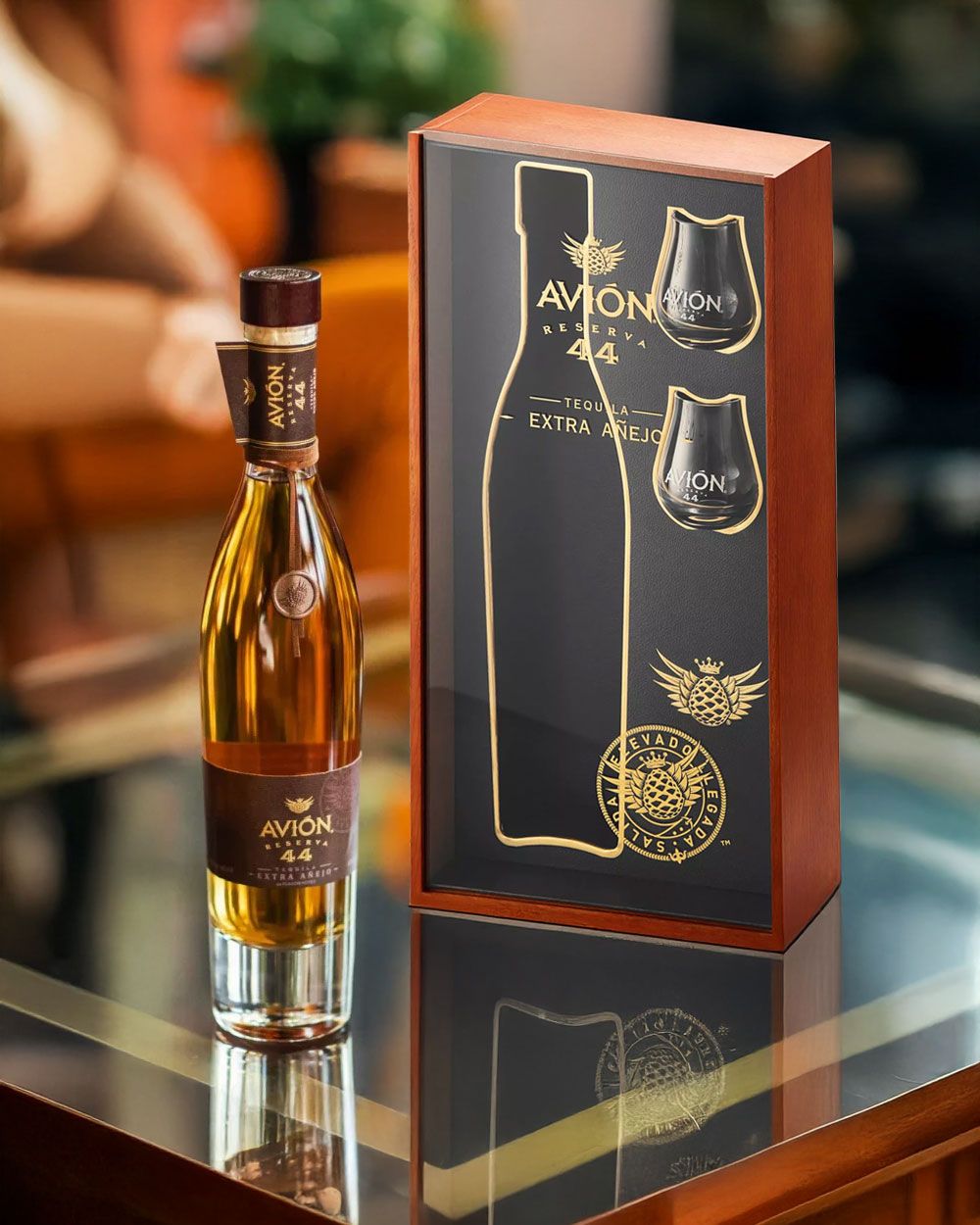 Avion Tequila Reserva 44 Extra Anejo Gift Set w/ 2 Glasses