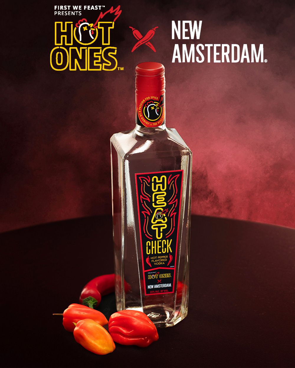 New Amsterdam x Hot Ones Heat Check Hot Peppered Flavored Vodka