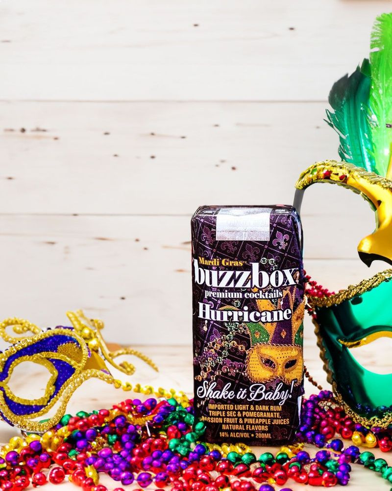 BuzzBox Mardi Gras Hurricane Premium Cocktails | 4 Pack | Passion BuzzBox Mardi Gras Hurricane Premium Cocktails | 4 Pack | Passion