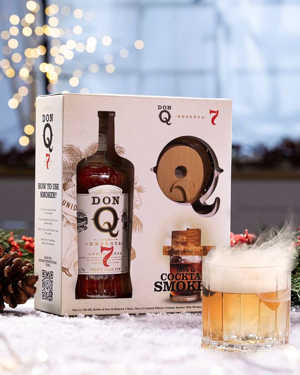 Don Q Reserva 7 Anejo Rum Gift Set with Cocktail Smoker | Passion